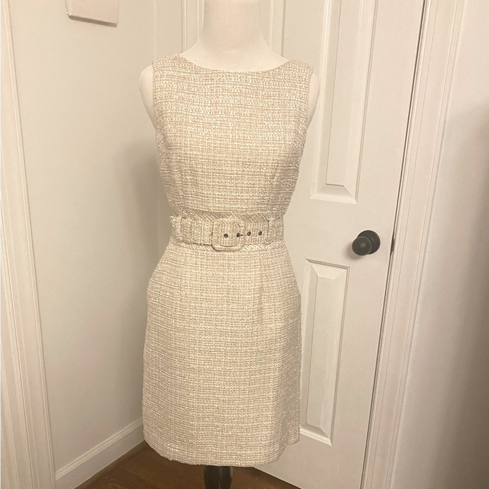 Tweed ivory and gold dress